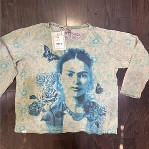 Magnolia Pearl Blue and Cream Graphic Tee Pristine condition, with tags, Nvr wor